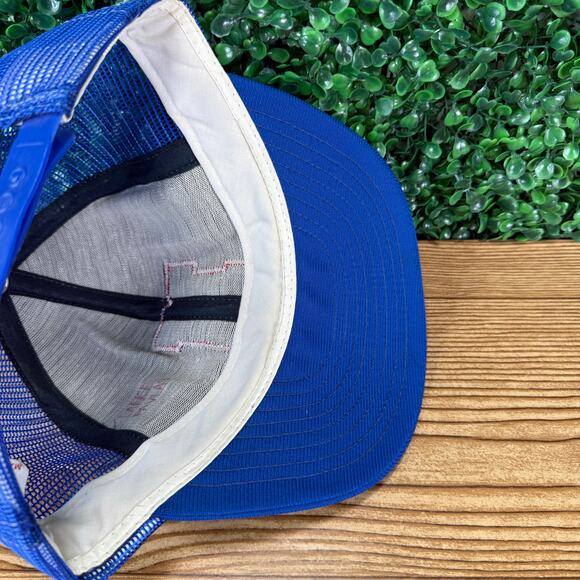 Vintage Adult Blue Reynolds Letter N 80s Hat Snapback Made in the USA Cap  L XL - Picture 5 of 7